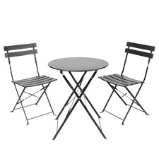 OHS 3PC Metal Patio Bistro Set Outdoor Garden Table Chair - Black