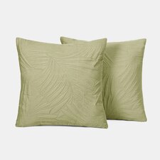 OHS 2 Pack Leaf Quilted Pinsonic Cushion Pillow Covers, 45x45cm - Sage Green