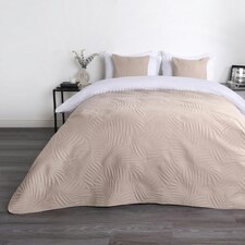 OHS Leaf Pinsonic Throw Quilted Bedspread, 200x240cm - Beige