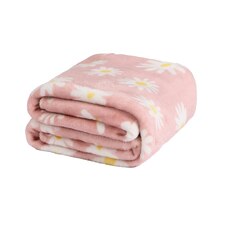 OHS Daisy Ultra Soft Fleece Throw Blanket, 120x150cm - Pink