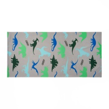 Dreamscene Kids Dino Print Quick Dry Microfibre Beach Bath Towel, 71x152cm - Blue