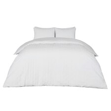 OHS Embossed Geometric Textured Duvet Cover and Pillowcase Set, Single - White