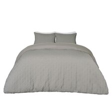 OHS Embossed Geometric Textured Duvet Cover and Pillowcase Set, Single - Grey