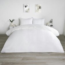 OHS Filled Grid Pinsonic Panel Duvet Quilt Cover Bedding Set, Single - White