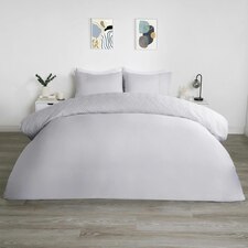 OHS Geometric Pinsonic Panel Filled Duvet Quilt Cover Bedding Set, Single - Silver