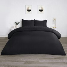 OHS Filled Geometric Pinsonic Panel Duvet Quilt Cover Bedding Set, Double - Black