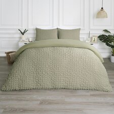 OHS Luxury Geometric Seersucker Duvet Quilt Bedding Set, Single - Sage Green