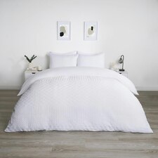 OHS Geometric Tribal Embossed Textured Duvet Bedding Set, Single - White