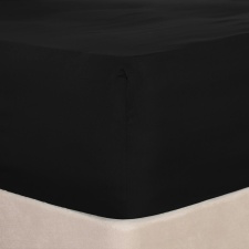 Brentfords Soft Microfibre Plain 30cm Deep Fitted Bed Sheet, Super King - Black