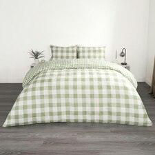 OHS Reversible Gingham Duvet Quilt Cover Bedding Set, 135x200cm