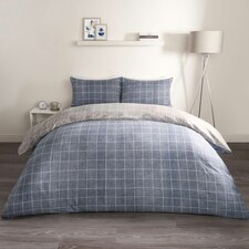 OHS Line Check Print Reversible Microfibre Duvet Cover and Pillowcase Set, 135x200cm