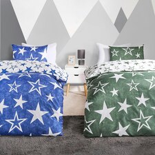 OHS Star Print Reversible Microfibre Duvet Cover Twin Pack Bedding Set, 120x150cm