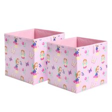 OHS 2 x Fairy Print Collapsible Clothes Toy Storage Organiser Cubes, 27x27cm