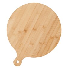 OHS Round Wooden Pizza Charcuterie Serving Paddle Board, 39x32cm - Natural