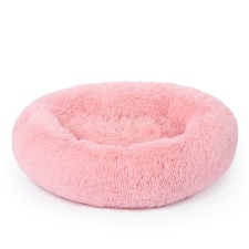 OHS Round Fluffy Calming Pet Dog Plush Cushion Bed, Medium - Blush Pink