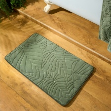 OHS Leaf Embossed Memory Foam Absorbent Non-Slip Bath Mat, 45x75cm - Green