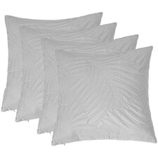 OHS 4 Pack Leaf Quilted Pinsonic Cushion Pillow Covers, 45x45cm - Grey