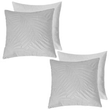 OHS 2 Pack Leaf Quilted Pinsonic Filled Cushion Pillow Covers, 45x45cm - Grey