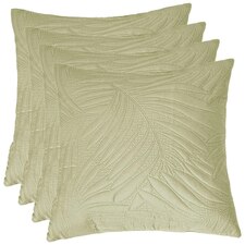 OHS 4 Pack Leaf Quilted Pinsonic Cushion Pillow Covers, 45x45cm - Sage Green