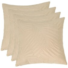 OHS 4 Pack Leaf Quilted Pinsonic Cushion Pillow Covers, 45x45cm - Beige