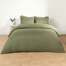 Brentfords Soft Microfibre Plain Duvet Cover and Pillowcase Set, King - Woodland Green