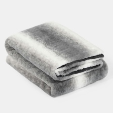 OHS Faux Fur Striped Patterned Blanket Throw, 125x150cm - Grey