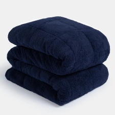 Brentfords Teddy Fleece Weighted Blanket 4kg, 125x150cm - Navy Blue