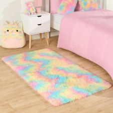 Sienna Fluffy Anti-Slip Tie Dye Shaggy Floor Mat Rug , 80x150cm - Multi