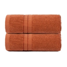 Brentfords 2 x Luxury 100% Cotton 500GSM Bathroom Hand Towels, 50x80cm - Burnt Orange