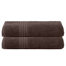 Brentfords 2 x Soft Luxury 100% Cotton 500GSM Bathroom Bath Sheet Towels, 90x150cm - Chocolate