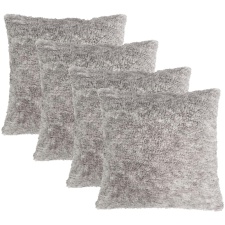 OHS 4 x Teddy Marl Fleece Textured Cushion Covers, 45x45cm - Charcoal