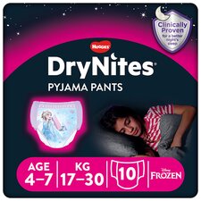 Huggies DryNites Bedwetting Pyjama Nappy Pants Girls 4-7Yr x10