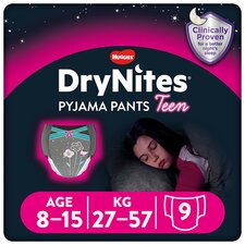 Huggies DryNites Bedwetting Pyjama Nappy Pants Girls 8-15Yr x9