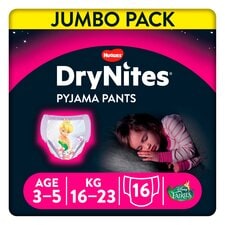 Huggies DryNites Bedwetting Pyjama Nappy Pants Girls 3-5Yr x16