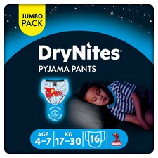 Huggies DryNites Bedwetting Pyjama Nappy Pants Boys 4-7Yr x16