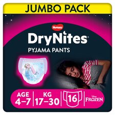 Huggies DryNites Bedwetting Pyjama Nappy Pants Girls 4-7Yr x16