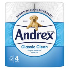 Andrex Complete Clean Toilet Tissue 4 Standard Rolls