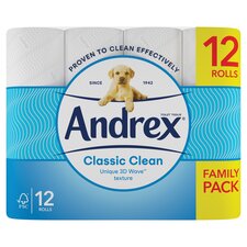 Andrex Classic Clean Toilet Tissue Standard Rolls 12 Rolls