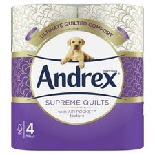 Andrex Supreme Quilts Toilet Tissue Standard Rolls 4 Rolls