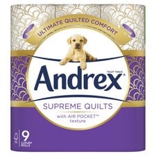 Andrex Supreme Quilts Toilet Tissue Standard Rolls 9 Rolls