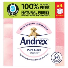 Andrex Pure Care Flushable Moist Toilet Tissue 4x36 144 Wipes