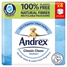 Andrex Classic Clean Flushable Moist Toilet Tissue 4x36 144 Wipes