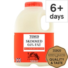 Tesco British Skimmed Milk 568Ml, 1 Pint