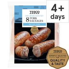 Tesco 8 Reduced Fat Pork Sausages 454G