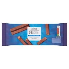 Tesco Snappy Fingers Milk Chocolate Wafer Biscuit Bars Multipack, 8 Pack 172g