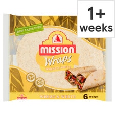 Mission Deli Wheat & White Wraps 6 Pack 367G