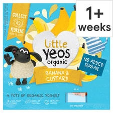 Yeo Valley Organic Little Yeos No Added Sugar Banana Yogurt 4X85g