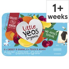 Yeo Valley Organic Little Yeos Cherry Banana & Peach Mango Yogurt 6x42g