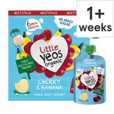 Little Yeos Organic Cherry & Banana Kids Yogurt Pouch 4x85g