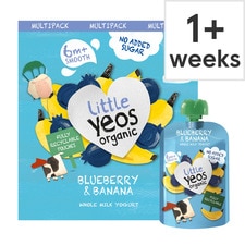 Yeo Valley Organic Little Yeos Blueberry & Banana Yogurt 4x85G